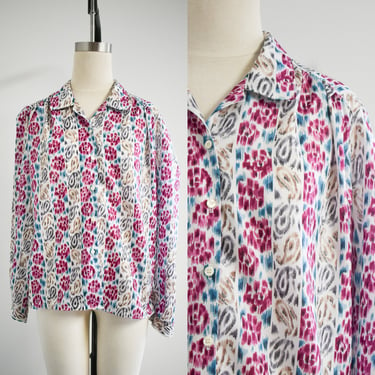 1980s Ikat Print Blouse 