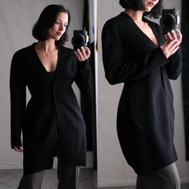 Vintage DONNA KARAN Black Label Cashmere Modern Avant Garde Unstructured Longline Coat | 100% Italian Cashmere | Y2K DKNY Designer Jacket 