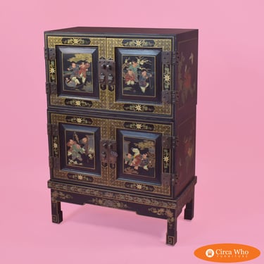 Black Chinoiserie Small Cabinet