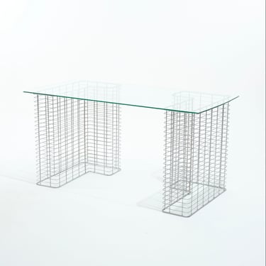 BUREAU WIRE EN VERRE ET MÉTAL, TERENCE CONRAN, 1980s