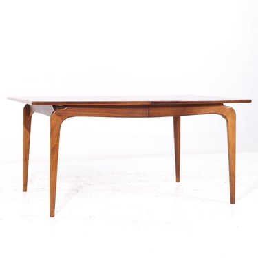 Lane Perception Mid Century Walnut Expanding Dining Table with 3 Leaves - mcm 