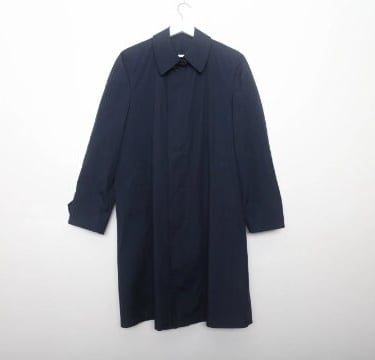 vintage MID-century 1950s 60s navy blue TRENCH rain coat jacket -- size small/medium 