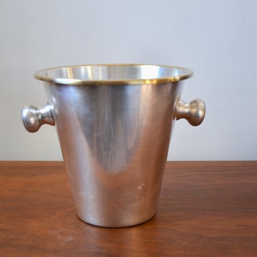 Vintage Silver Plate Champagne Ice Bucket with Round Side Handles 