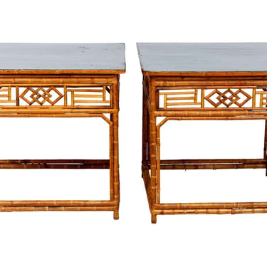 Pair of Chinese Bamboo Side Tables