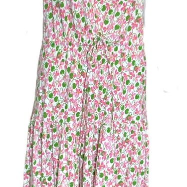 Diane von Furstenberg Unlabeled 70s Pink Floral Cotton Summer Dress with Wrap