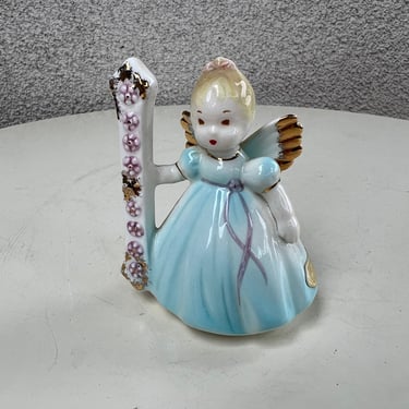 Vintage Josef Originals ceramic figurine Angel little girl Birthday 1 in blue tones 