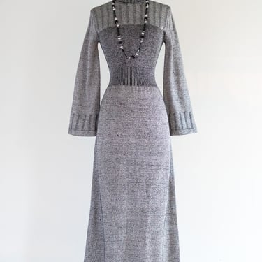 Vintage 1970’s Silver Lurex Knit Dress by Anisette / SM