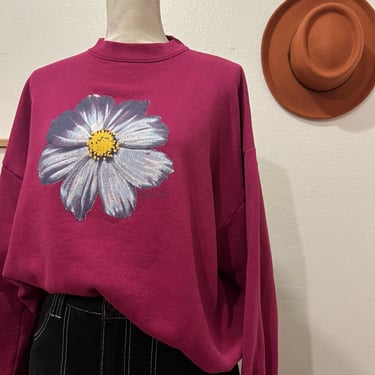 Vintage 90s Oversized Painted Floral Graphic USA made Sweatshirt 