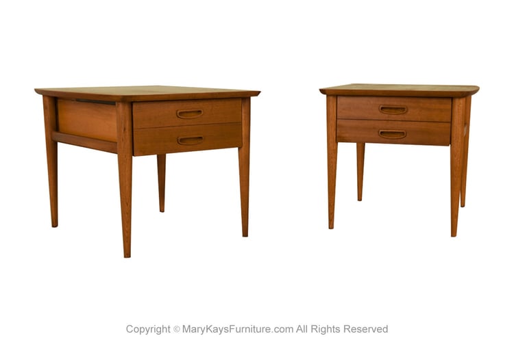 Mid-Century Lane Pair End Tables Nightstands 