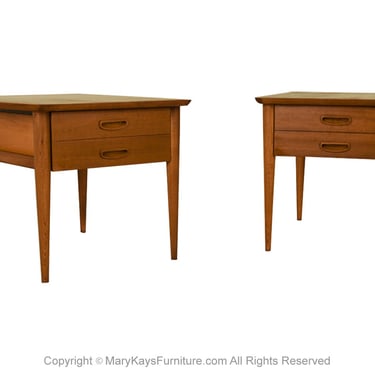 Mid-Century Lane Pair End Tables Nightstands 