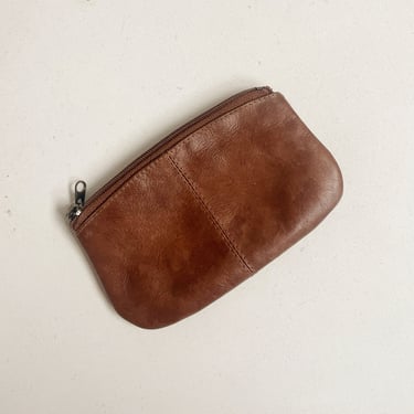 Walnut Leather Zipped Pouch