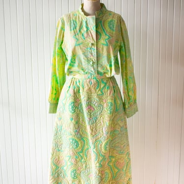 Vintage Two-Piece Pastel Green Skirt Set