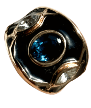 Black Enamel Blue Crystal Ring Size 5