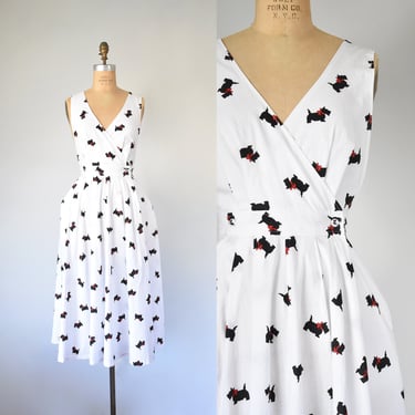 Charlotte scottish terrier pinafore dress, dogs jumper dress, cotton maxi dress, schnauzer sundress, dress with pockets, wrap dress 
