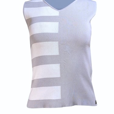 Chanel - Grey & White Sleeveless Knit Tak Sz 4