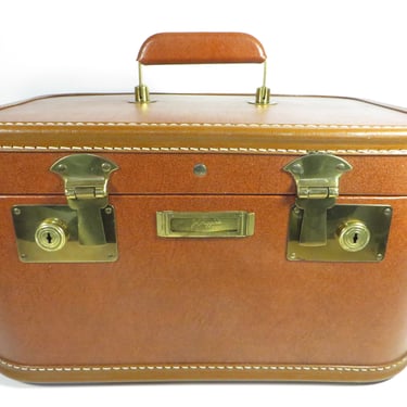 Vintage J. C. Higgins Train Case Luggage - Brown J. C. Higgins Sears Roebuck Train Case 