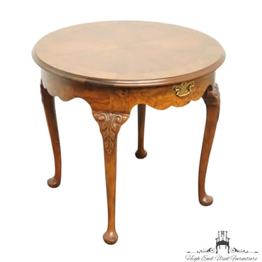 BAKER FURNITURE Burled Walnut French Provincial 27" Round Accent End Table 5259 