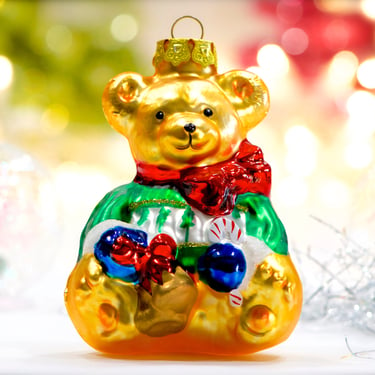 VINTAGE: 4" Figural Bear Glass Ornament - Christmas Ornament - Mercury Ornaments - SKU 30-44-00033095 