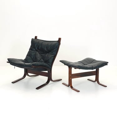 Mid century armchair “Siesta” and its ottoman by  Ingmar Relling, Westnofa Furniture, Norway 1960s 