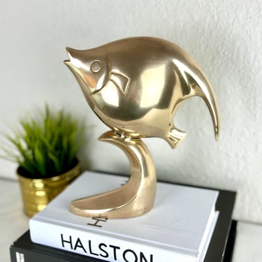 Vintage Brass Fish Statue | Modern Brass Sculpture | Fish Sculpture | Coastal Decor | Nautical Decor | Gold Accessories 