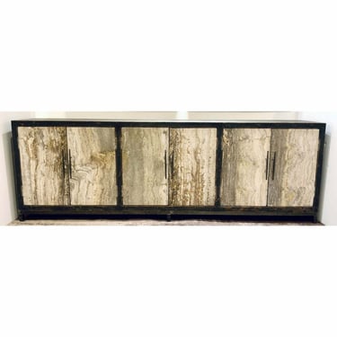 Large Organic Modern Reclaimed Wood and Stone Sideboard