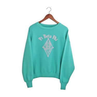 vintage sweatshirt / college sweatshirt / 1990s Pi Beta Phi college sorority green and pink crew neck sweatshirt XL 