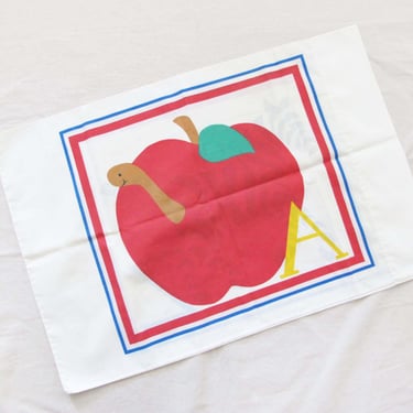 Vintage Apple Zebra Alphabet A Z Single Pillowcase - Child Pillow Case - Quirky Kids Illustrated Pillow Case 