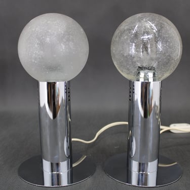 1970s Pair of Chrome Plated Lamps ,Italy / Mid-century / Silver Colour / Set / 