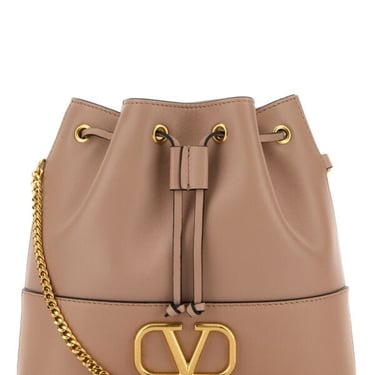 Valentino Garavani Women Powder Pink Leather Bucket Bag