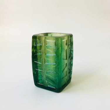 Mid Century Sascha Brastoff Green Resin Candle Holder or Vase 