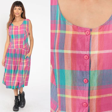 90s inspired dresses 90s Powder Pink Plaid Slip Dress (S)  Shops Silver