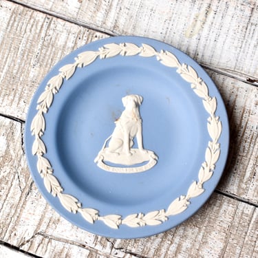 Vintage Blue  Porcelain Plate Wedgwood Collectable Plate Dog Collection 