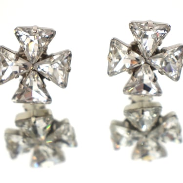 Yves Saint Laurent Swarovski Crystal Cross Clip-Ons