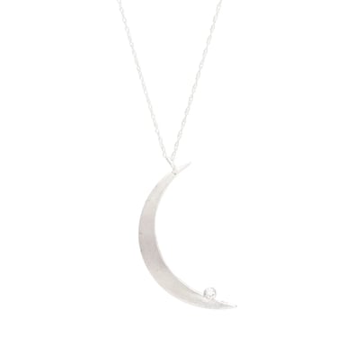 STERLING SILVER CZ CRESCENT MOON NECKLACE