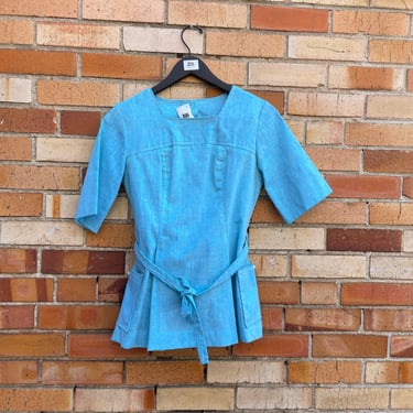 vintage 60s baby blue short set / xs s extra small 