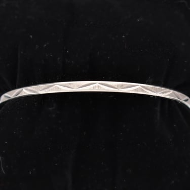 80's Italy 83 FAS etched 925 silver geometric bangle, handsome textured sterling stacking bracelet 
