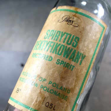Vintage Polmos Spirytus Rektyfikowany Rectified Spirit Bottle | Polish Glass Vintage Bottle 