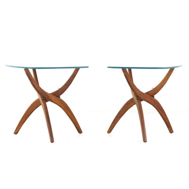 Forest Wilson Mid Century Walnut Side Tables - Pair - mcm 