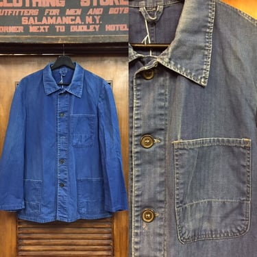 Vintage 1950’s Herringbone Twill European Workwear Jacket, Vintage Top, Vintage Clothing 