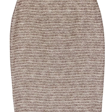 Ellen Tracy - Cream, Brown & Gold Textured Knit Skirt Sz 4