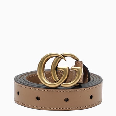 Gucci Tan Leather Belt With Double G Buckle