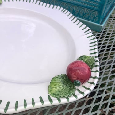 Sale ~ Large Handmade Italian Pottery Tray~ for The Mane Lion~ Radish Platter~ Made in Italy, hand painted three dimensional vegetable plate 