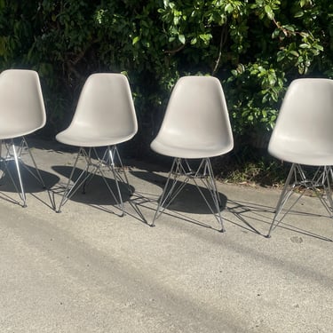 Eames office chairs | Set of 4 Eiffel Chrome bases | contemporary | grey scoop chairs | Herman Miller seating | 2018 made in the USA 