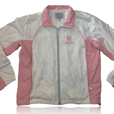 90s New York Yankees Pink Windbreaker Jacket // GIII Sports // Size Large 