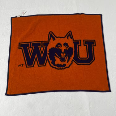 Vintage 1980's Washington Huskies Wool Blanket