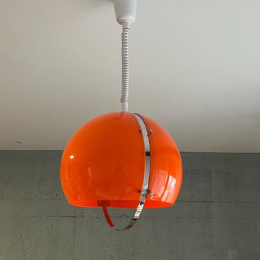 Large Mid century Orange Opaline Glass Pendant Light / Vintage Pendant Light / Orange Chandelier / Space Age Light / Mid Century Lighting 