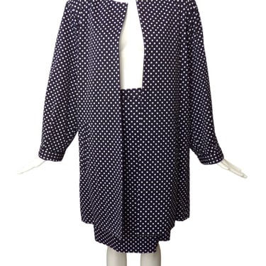 YVES SAINT LAURENT- 1980s Polka Dot Skirt Suit, Size 8