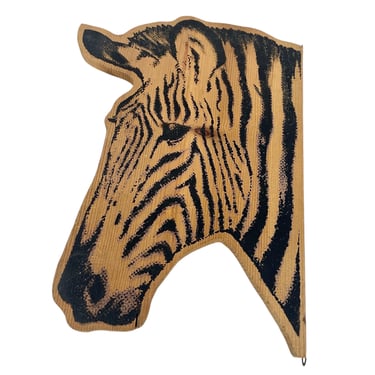 Vintage Zebra Wall Decor Retro 1970s Mid Century Modern + Handmade + Wood + Screenprint + Animal Art + Kids Room or Nursery + MCM Home Decor 