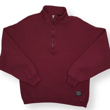Vintage 90s Russell Athletic Made in USA Blank Maroon Quarter Zip Fleece Sweatshirt Pullover Size Large 