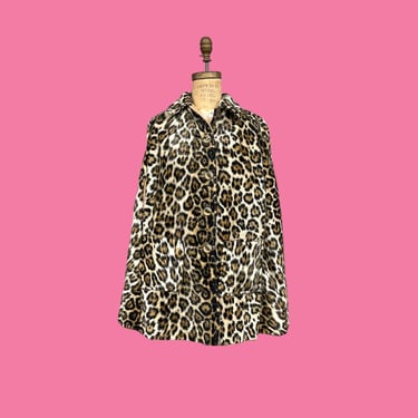Vintage Cape Retro 1960s Reversible + Leopard Print + Tan + Poncho + Wool + One Size + Coat + Cold Weather + Womens Apparel 